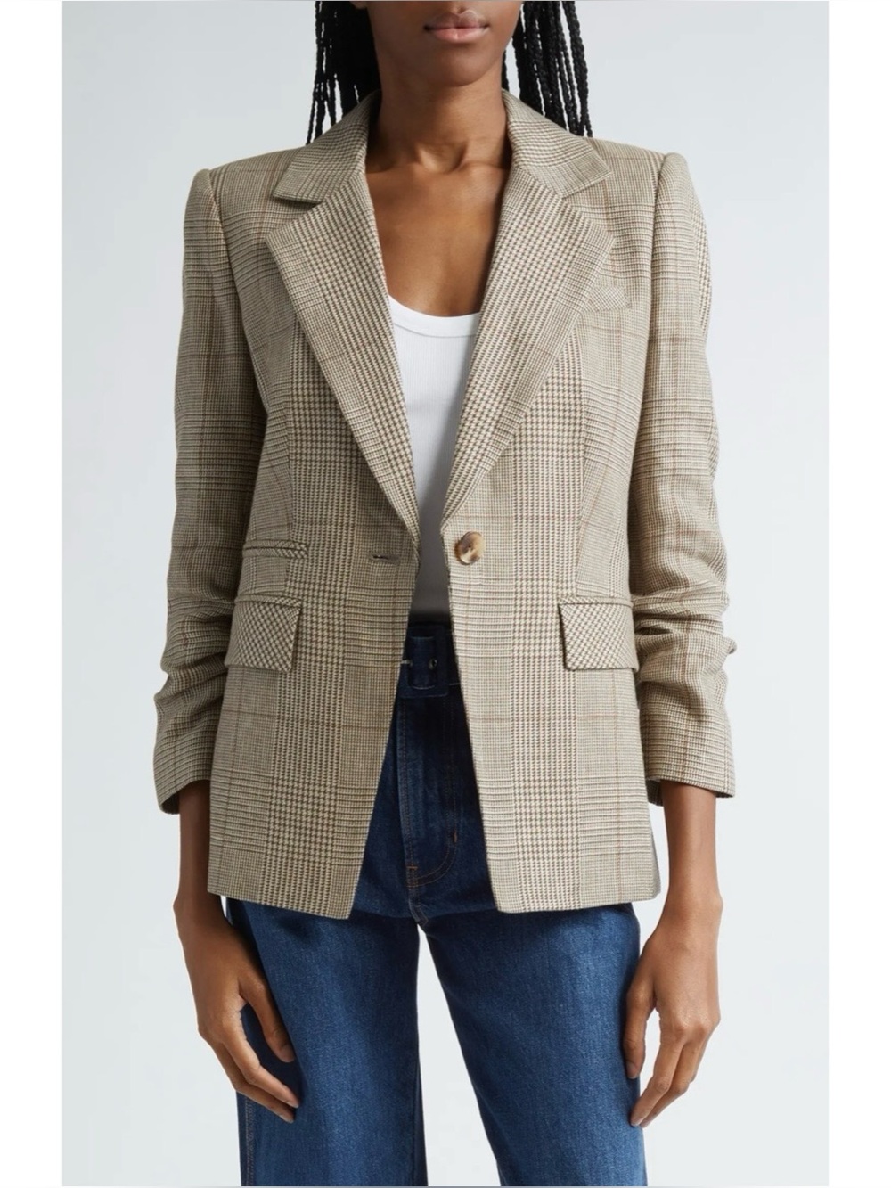 Veronica Beard Battista Glen Plaid Linen Cotton Blend Plaid Dickey Blazer 4